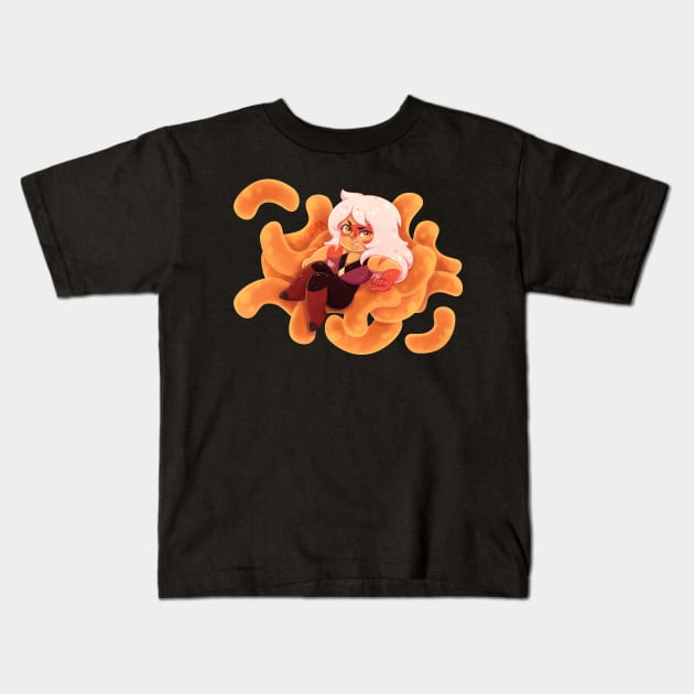 Big Buff Cheeto Puff Kids T-Shirt by leanzadoodles